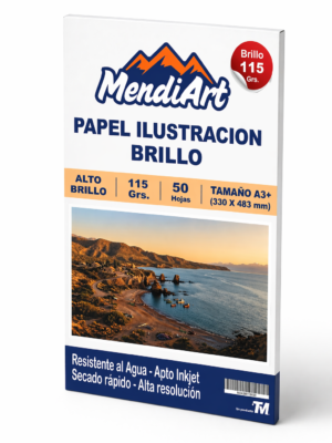 Papel Ilustración A3+ Premium MendiArt 115gr Alto Brillo Inkjet (50 Hojas)
