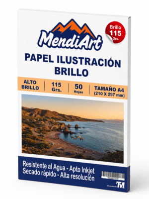 Papel Ilustración A4 Premium MendiArt 115gr Alto Brillo Inkjet (50 Hojas)