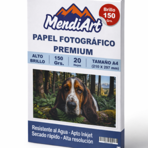Papel Fotográfico A4 Premium MendiArt 150gr Alto Brillo Inkjet (20 Hojas)
